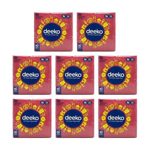 8x 50pc Deeko Thick Soft Extra Strong Napkins 31x31cm Assorted