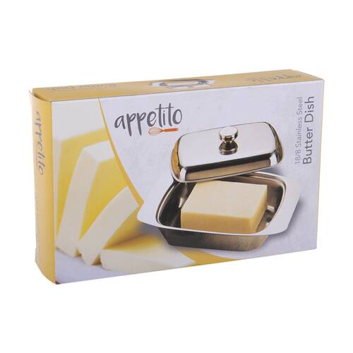 Appetito Stainless Steel Butter Dish With Cover 19x12x4cm Polished