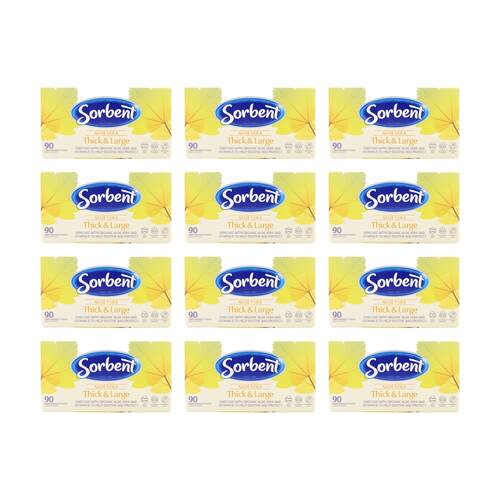 12PK Sorbent 90 Sheets Aloe Vera Infused Thick Large Facial Tissues 200x295mm