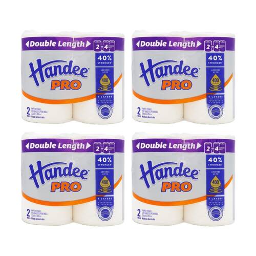 4PK Handee Paper Towel 2 Pack 120 Sheets Per Roll 6 Layers 22cm x 20cm Pro