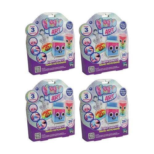 4PK Born To Play Nano Art Keychain Kit Assorted Craft Set 6y+