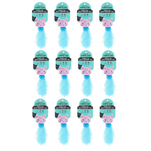 12x Paws And Claws Cara Cat Plush Crinkle Rattle Magic Cats Pet Toy 15x5x5cm Asstd