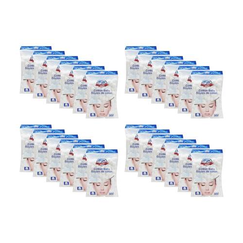 24x 300pc Wish Ultra Pure Cotton Balls Hypoallergenic Regular Size