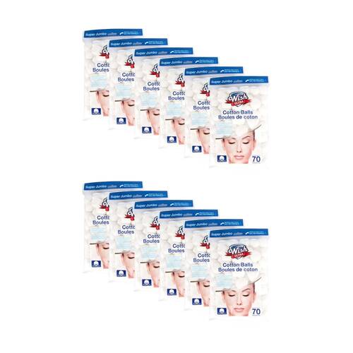 12x 70pc Wish Ultra Pure Cotton Balls Hypoallergenic Super Jumbo