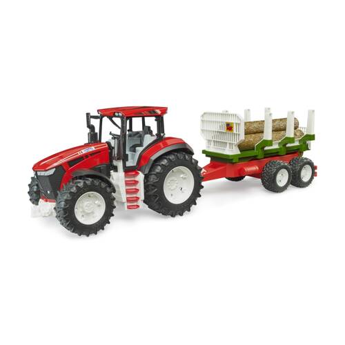 Bruder Roadmax Tractor With Forestry Trailer Tipping 3 Logs Toy 2y+