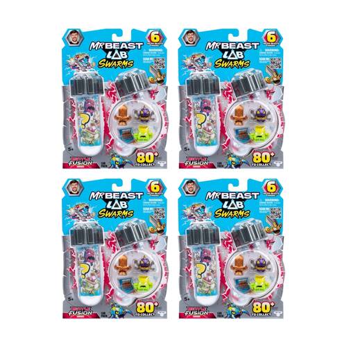 4x 6pc MrBeast Lab Swarms Series 4 Mystery Micro Beasts Kids Toy 5y+ Assorted