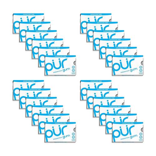 24x 9pc Pur Peppermint Flavour Aspartame & Sugar Free Chewing Gum 12.6g