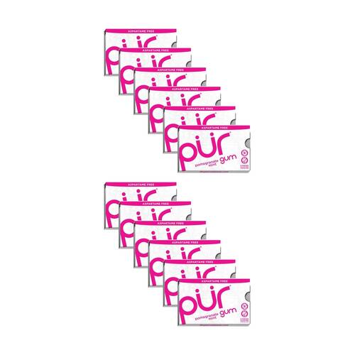 12x 9pc Pur Pomegranate Mint Flavour Sugar Free Chewing Gum 12.6g
