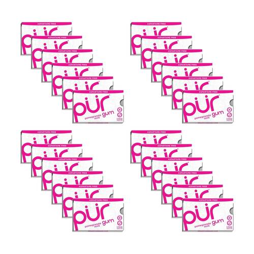24x 9pc Pur Pomegranate Mint Flavour Sugar Free Chewing Gum 12.6g