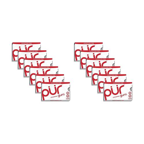 12x 9pc Pur Cinnamon Flavour Aspartame & Sugar Free Chewing Gum 12.6g