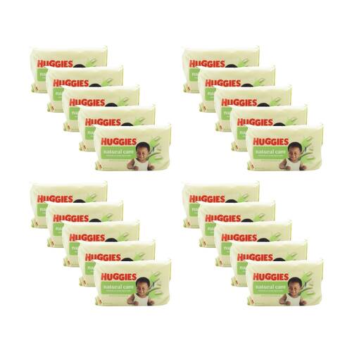 20x 48pc Huggies Baby Wipes Natural Care With Aloe Vera Soothes & Comforts