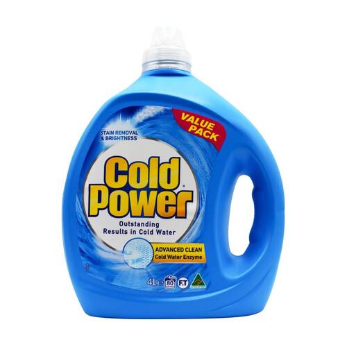 Cold Power Liquid Advanced Clean Front & Top Loader Laundry Washing Detergent 4L