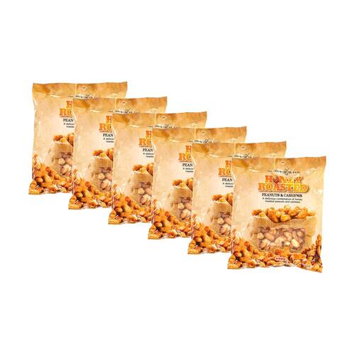 6PK The Happy Nut Co Honey Roasted Peanuts & Cashews Ready To Eat Snack 400g