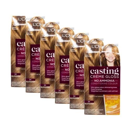 6PK Loreal Casting Creme Gloss Conditioner Hair Colour Honey Dark Blonde 700