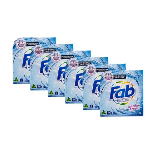 6PK FAB Hygienically Clean Intense Fresh Cleaning Laundry Powder 1.8kg