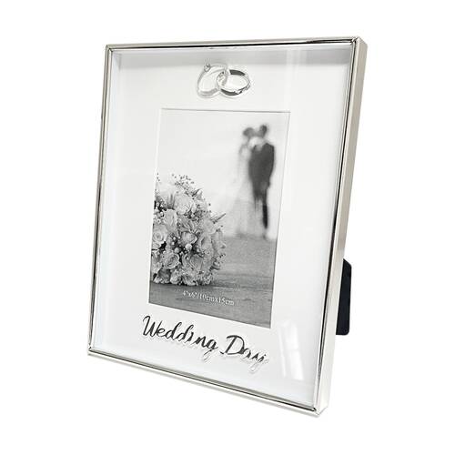 Gibson Gifts Boxed Photo Frame Wedding Day 4x6 Silver MDF Metal Glass