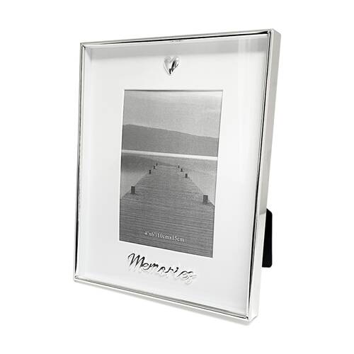 Gibson Gifts Boxed Photo Frame Memories 4x6 Silver MDF Metal Glass