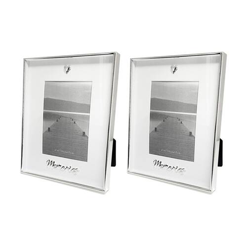 2PK Gibson Gifts Boxed Photo Frame Memories 4x6 Silver MDF Metal Glass