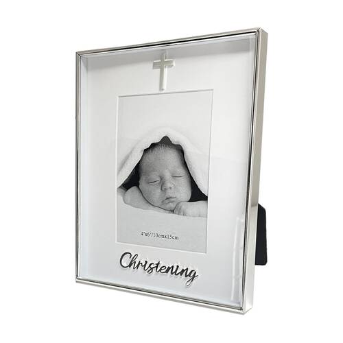 Gibson Gifts Boxed Christening Picture Photo Frame 4x6 White Silver