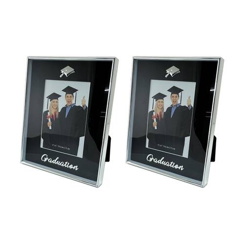 2PK Gibson Gifts Boxed Graduation Picture Photo Frame 4x6 Black Silver