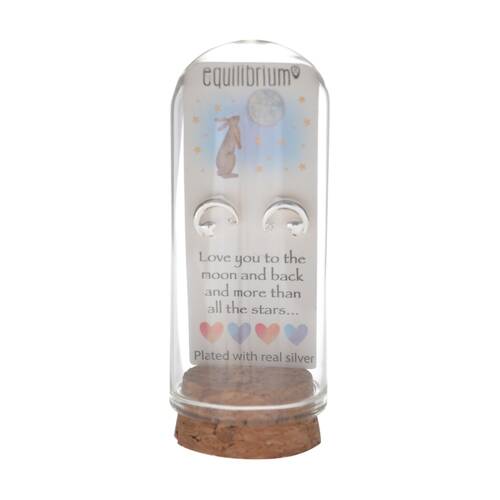 Gibson Gifts EQLB Earrings Love To Moon Stud No Stone Jewellery Silver Plated