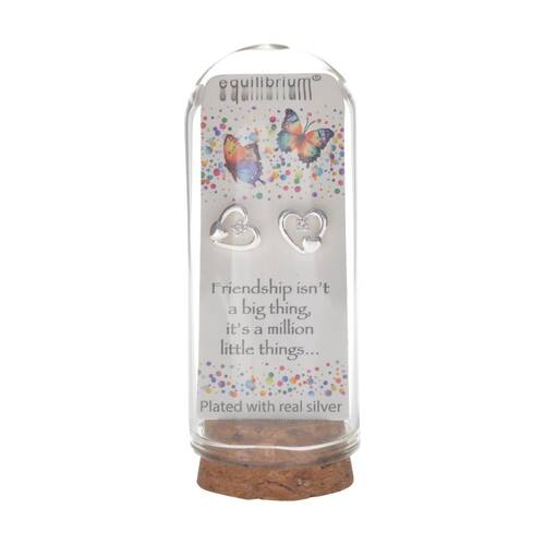 Gibson Gifts EQLB Earrings Friendship Stud No Stone Jewellery Silver Plated