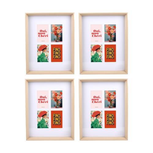 4PK Gibson Gifts Natural Ash 4 Photo Collage Home Decor Frames Rectangular