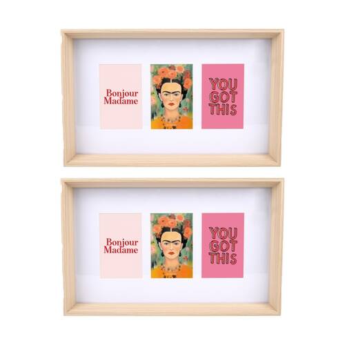 2PK Gibson Gifts Natural Ash 3 Photo Collage Home Decor Frames Rectangular