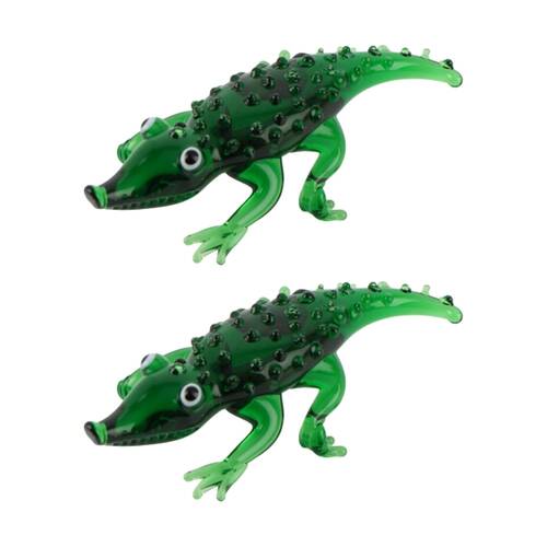 2PK Gibson Gifts Artisan Glass Crocodile Home Decoration Sculptures/Figurines