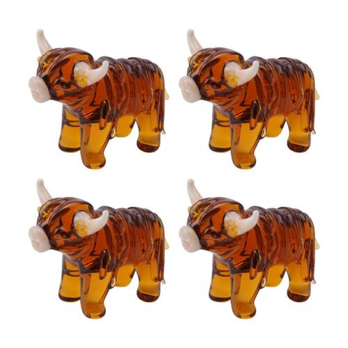 4PK Gibson Gifts Artisan Glass Highland Cow Home Decoration Sculptures/Figurines