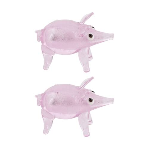 2PK Gibson Gifts Artisan Glass Pig Home Decoration Sculptures/Figurines