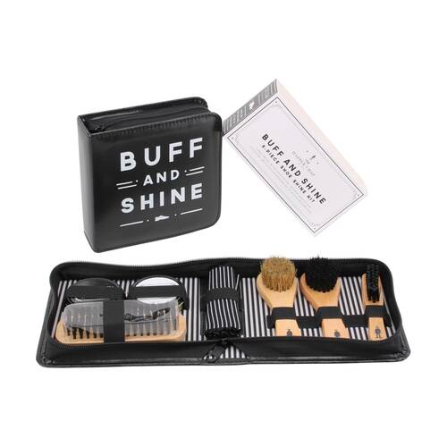 8pc Gibson Gifts Dapper Chap Shoe Shine Kit Shoes Care & Repair Buff