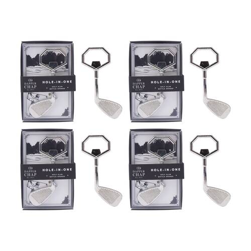 4PK Gibson Gifts Dapper Chap Golf Bottle Opener Drinkware/Barware Silver
