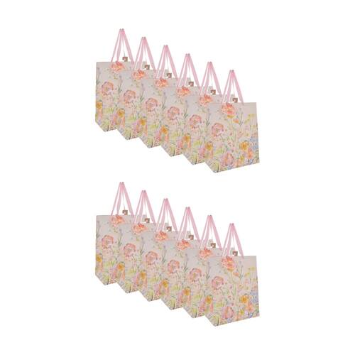 12PK Gibson Gifts Saffron Gift Bag Large Party Supply Floral Theme