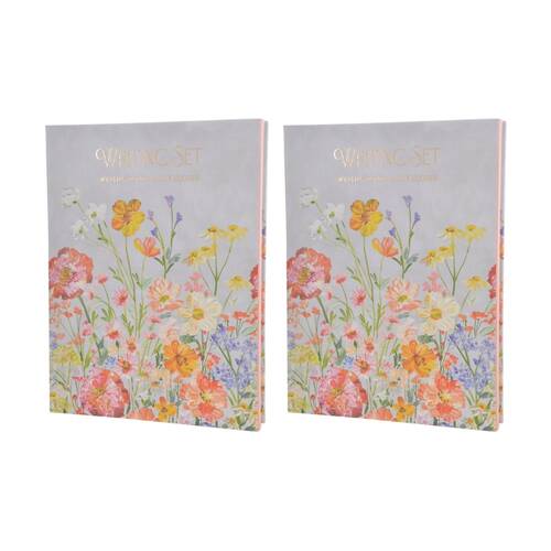 2PK Gibson Gifts Saffron Writing Set Stationery Instruments Floral