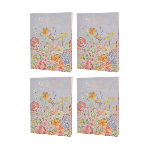 4PK Gibson Gifts Saffron Writing Set Stationery Instruments Floral