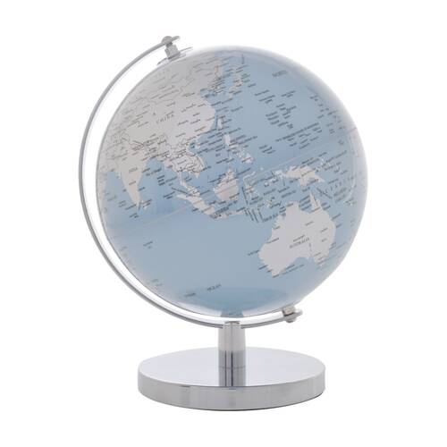 Gibson Gifts Silver Blue Globe 20cm Tabletop Home Decoration