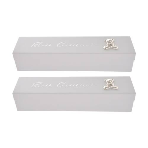 2PK Gibson Gifts Birth Certificate Elegant Box Memory Keepsake White