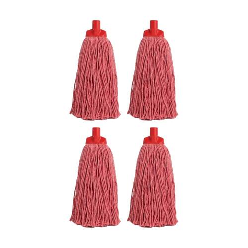 4PK Edco Enduro High Absorbency Heavy Duty Durable Yarn Mop Red 400g
