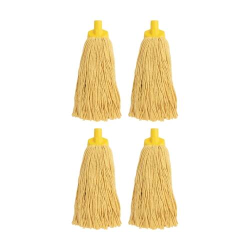 4PK Edco Enduro High Absorbency Heavy Duty Durable Yarn Mop Yellow 400g