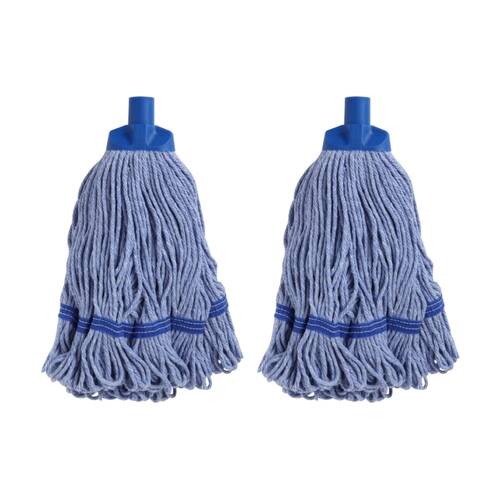 2PK Edco Enduro Heavy Duty Loop Ends Durable Yarn Round Mop Blue 350g