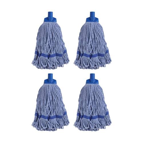 4PK Edco Enduro Heavy Duty Loop Ends Durable Yarn Round Mop Blue 350g