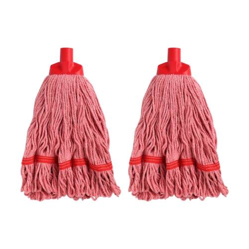 2PK Edco Enduro Heavy Duty Loop Ends Durable Yarn Round Mop Red 350g