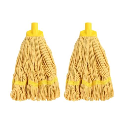 2PK Edco Enduro Heavy Duty Loop Ends Durable Yarn Round Mop Yellow 350g