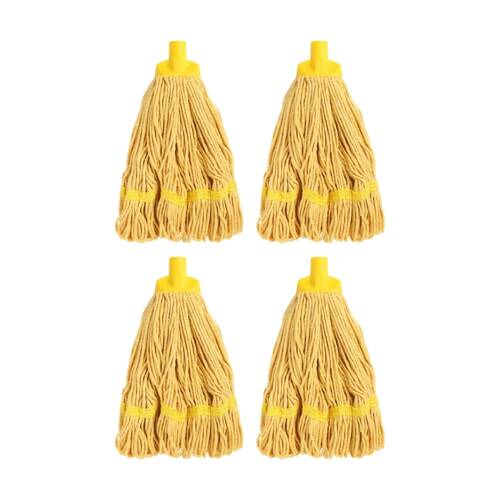 4PK Edco Enduro Heavy Duty Loop Ends Durable Yarn Round Mop Yellow 350g