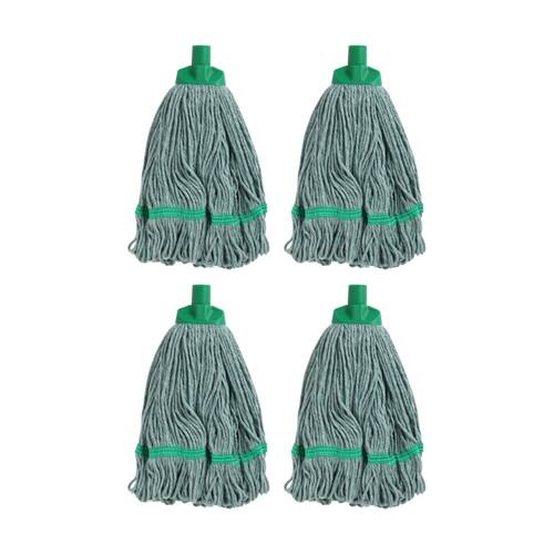 4PK Edco Enduro Heavy Duty Loop Ends Durable Yarn Round Mop Green 350g