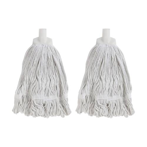 2PK Edco Enduro Heavy Duty Loop Ends Durable Yarn Round Mop White 350g