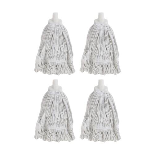 4PK Edco Enduro Heavy Duty Loop Ends Durable Yarn Round Mop White 350g