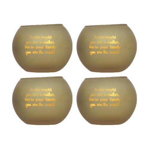 4PK Love & Light Mum Tea Soy Candle Holder Home Decoration Gift Gold Glass 