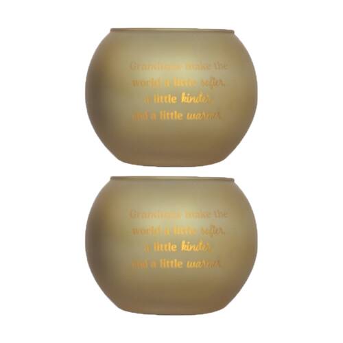 2PK Love & Light Grandma Tea Soy Candle Holder Home Decoration Gift Gold Glass 